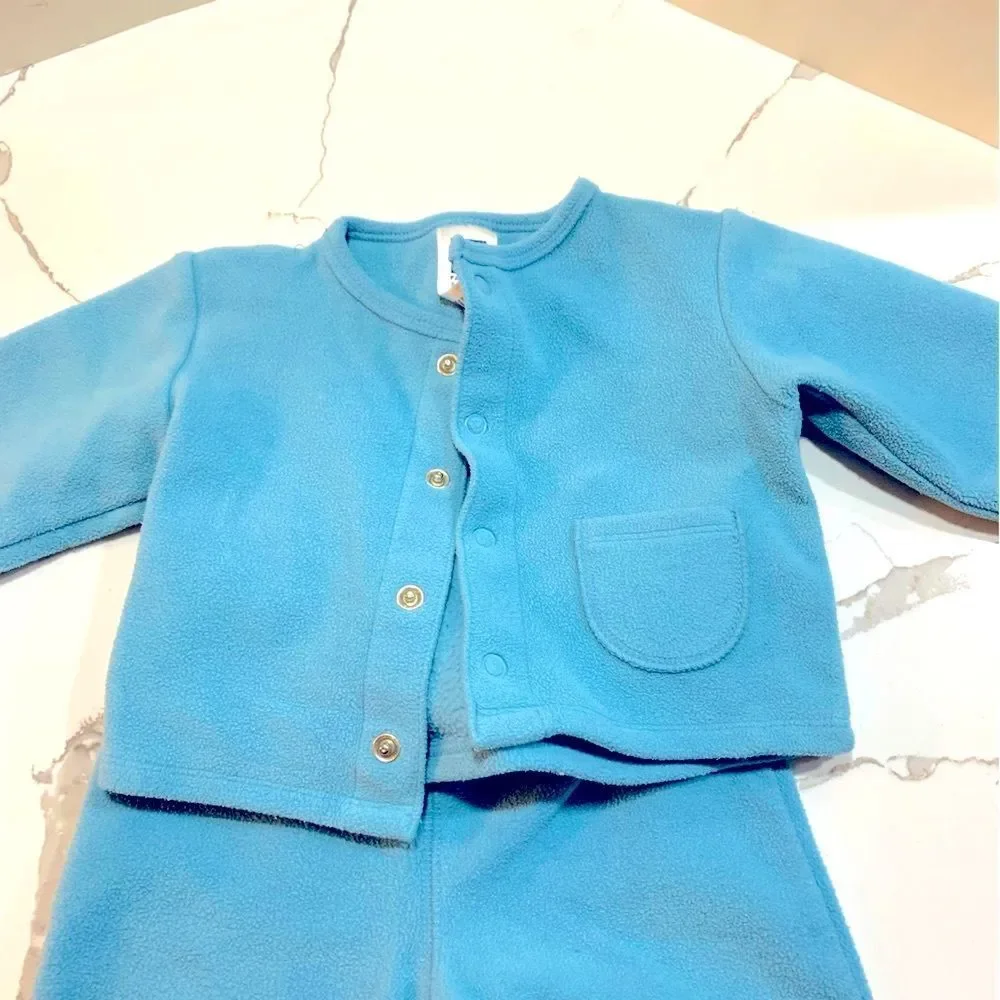 GAP | Baby Boys Blue Fleece Pants and Shirt Outfit Set 6-12M